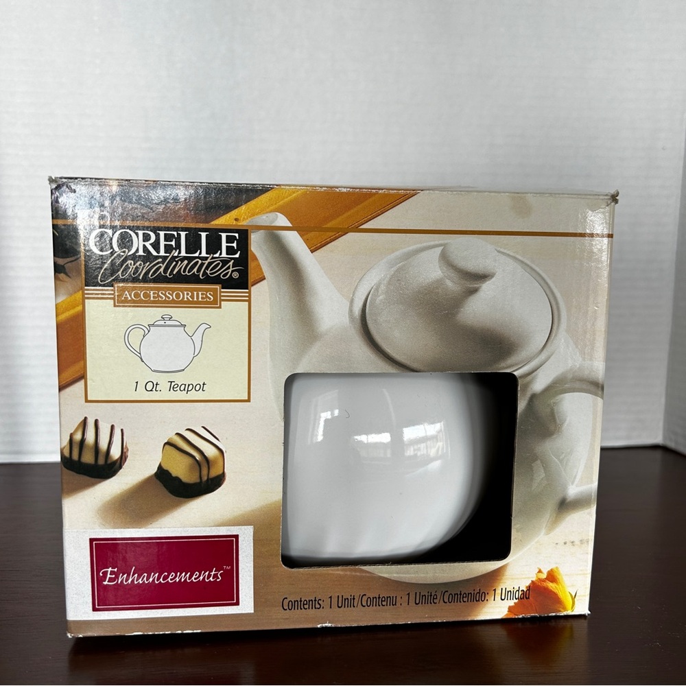 Corelle Coordinates Stoneware White Swirl Teapot Enhancements Pattern